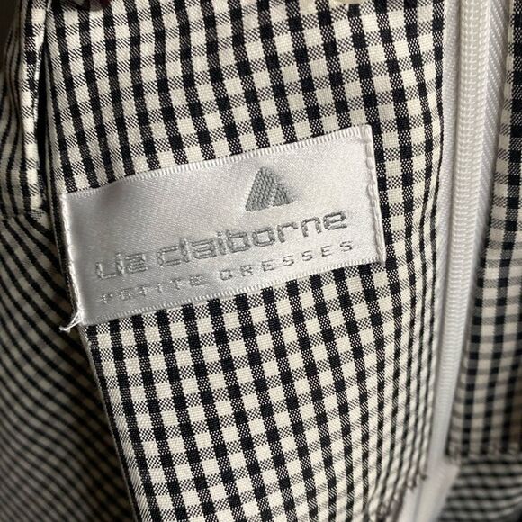 Vintage Lizwear Black and White Gingham Mod Dress Short Sleeve Side Button - Picture 9 of 11